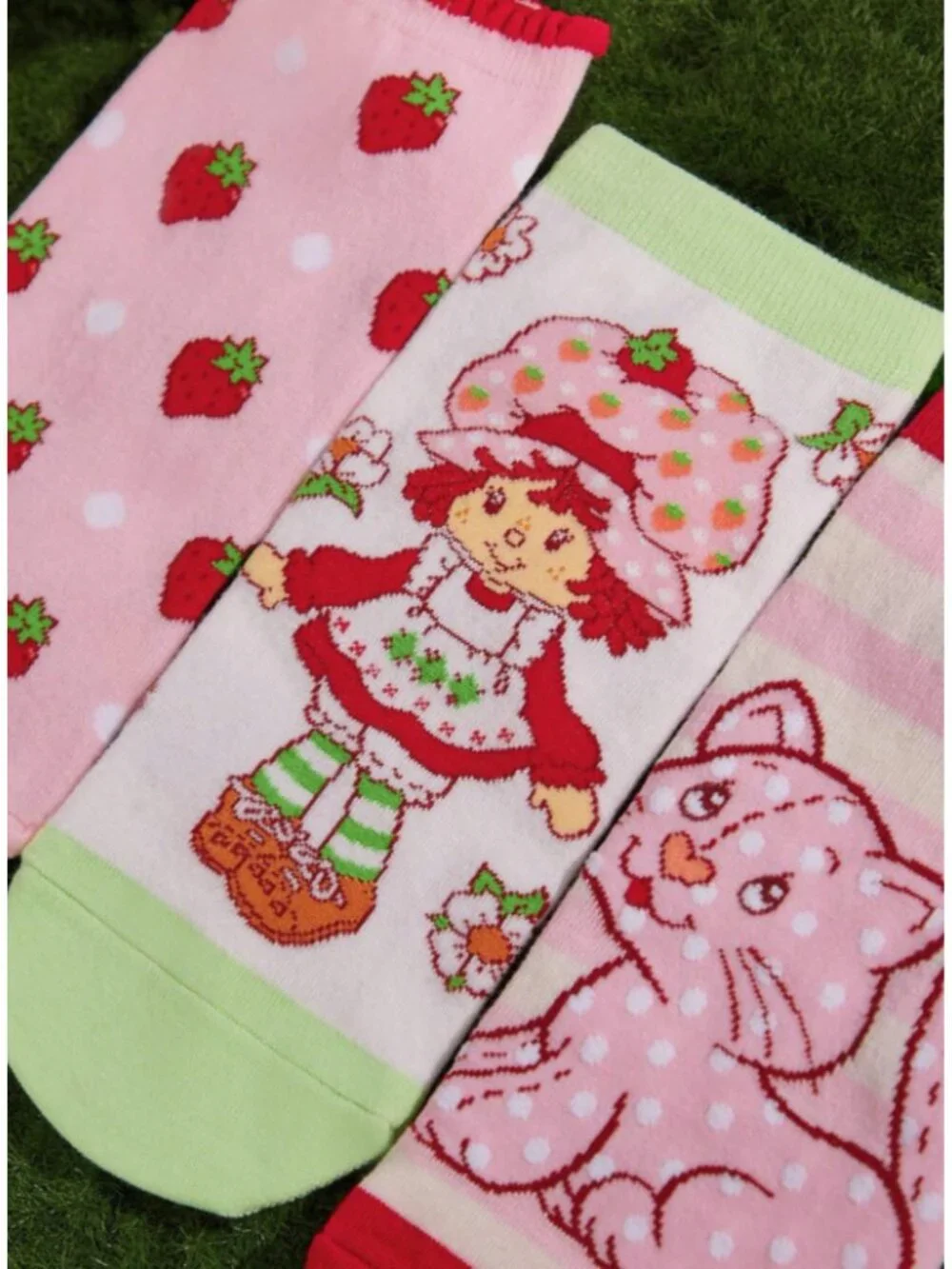 Strawberry Shortcake Ankle Socks – 3-Pack of Cute Cartoon Graphic Socks One Size